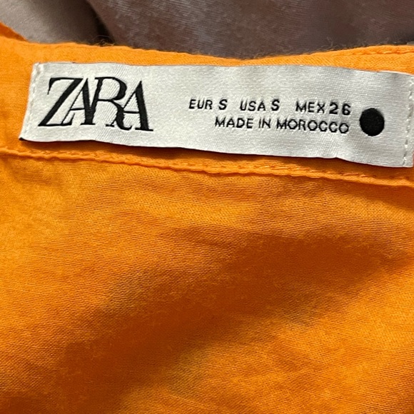 Zara Midi Cotton Eyelet Embroidered Orange  Belted Dress - Picture 5 of 5